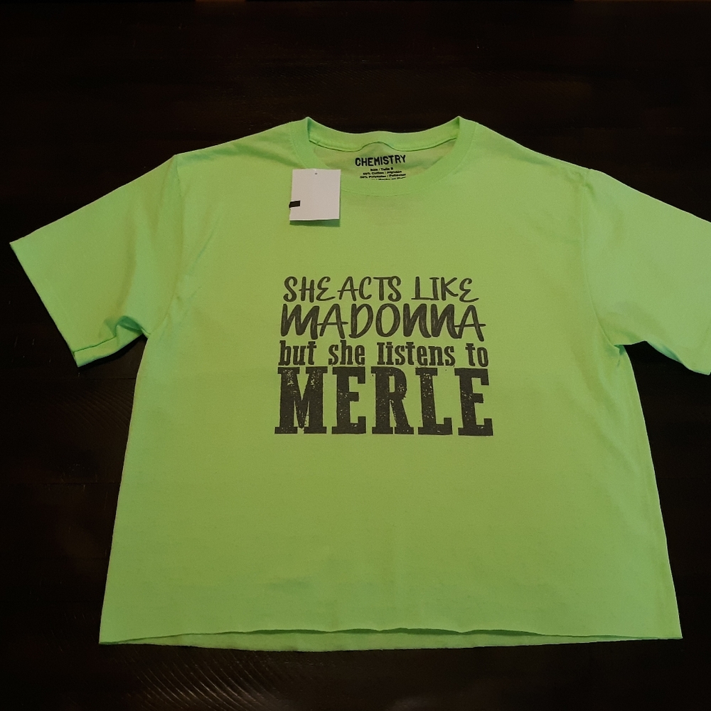"Acts Like Madonna/Listens to Merle" crop top